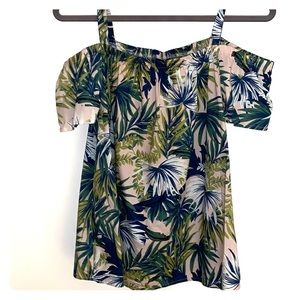 Bobeau Tropical off the Shoulder Blouse